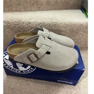 Birkenstock Boston Clog Suede Sandal Taupe
